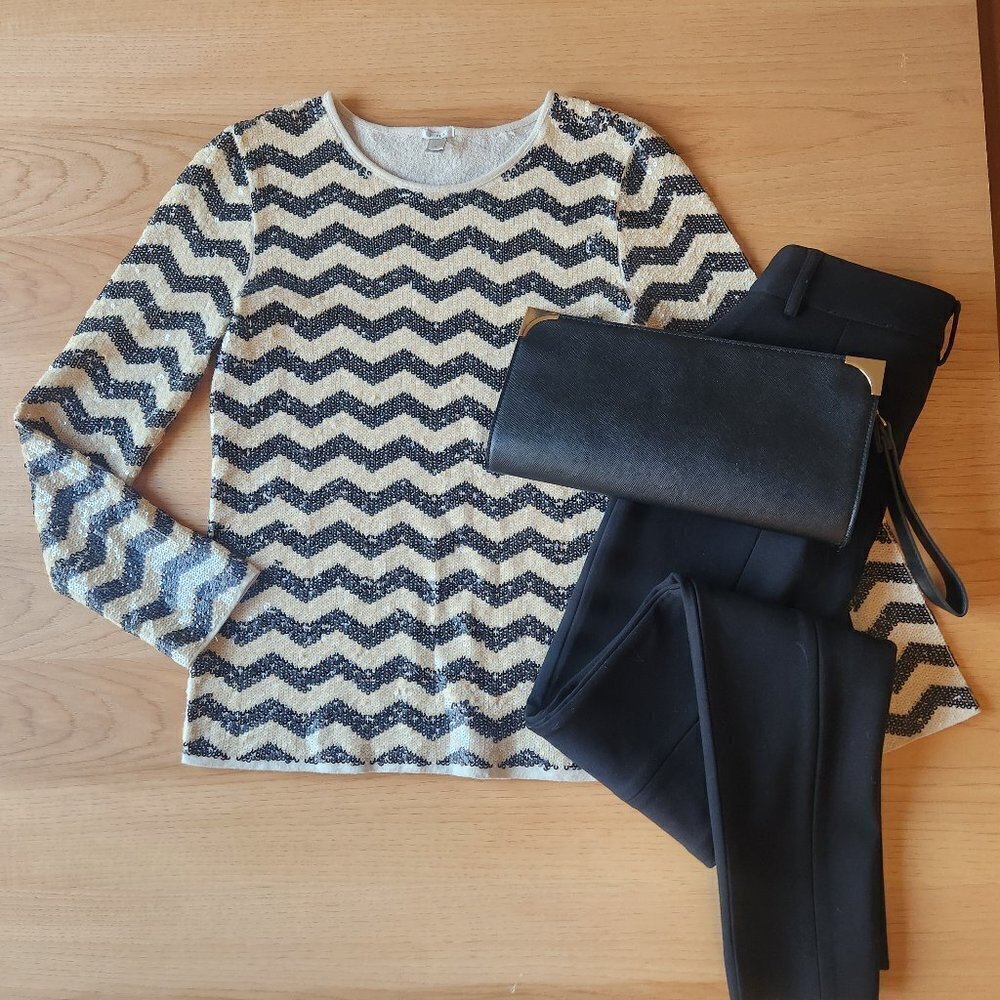 SEQUIN J. CREW CHEVRON LONG SLEEVE TOP - Picture 7 of 7
